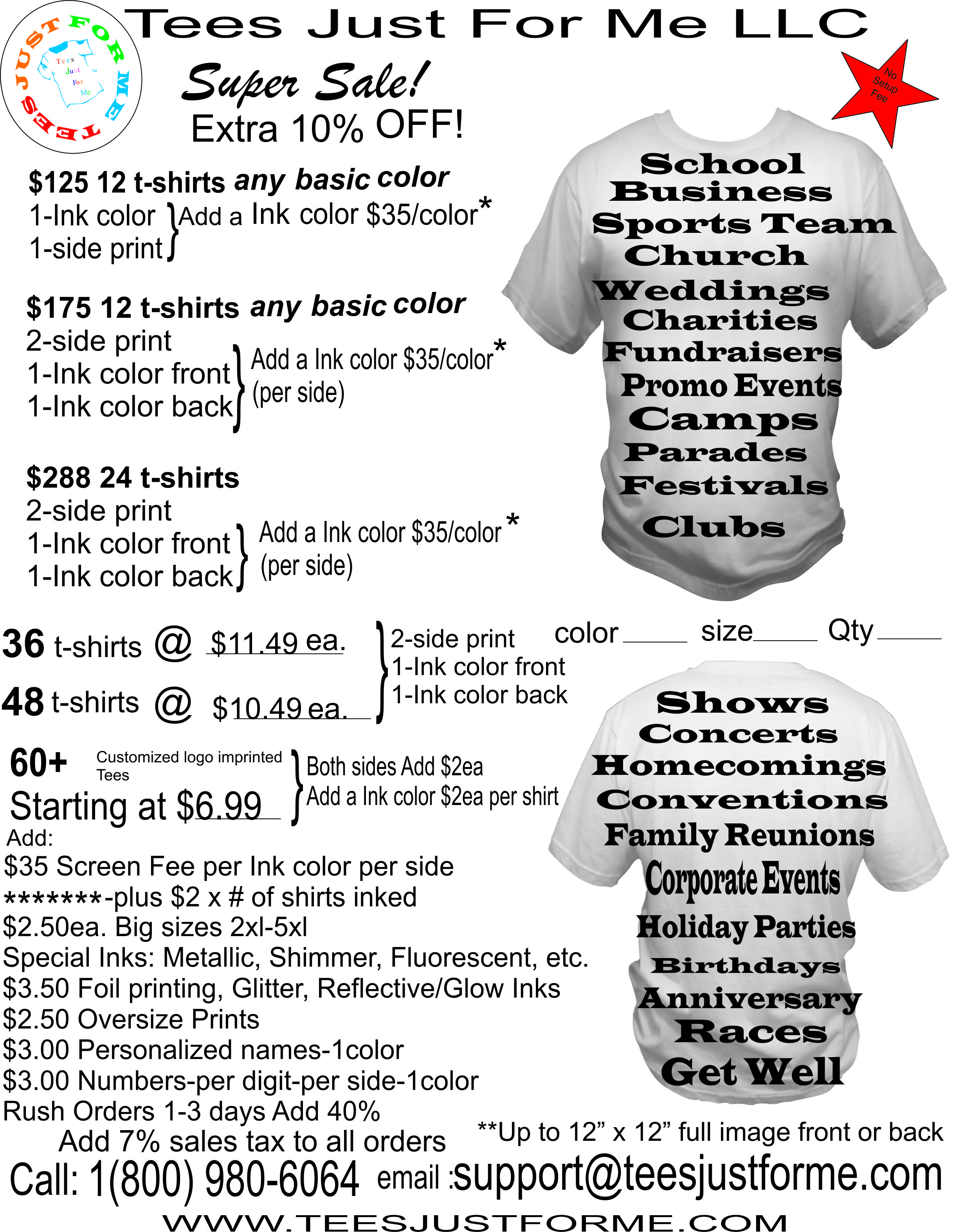 Tshirt Bulk Order Price List | Tees Just For Me